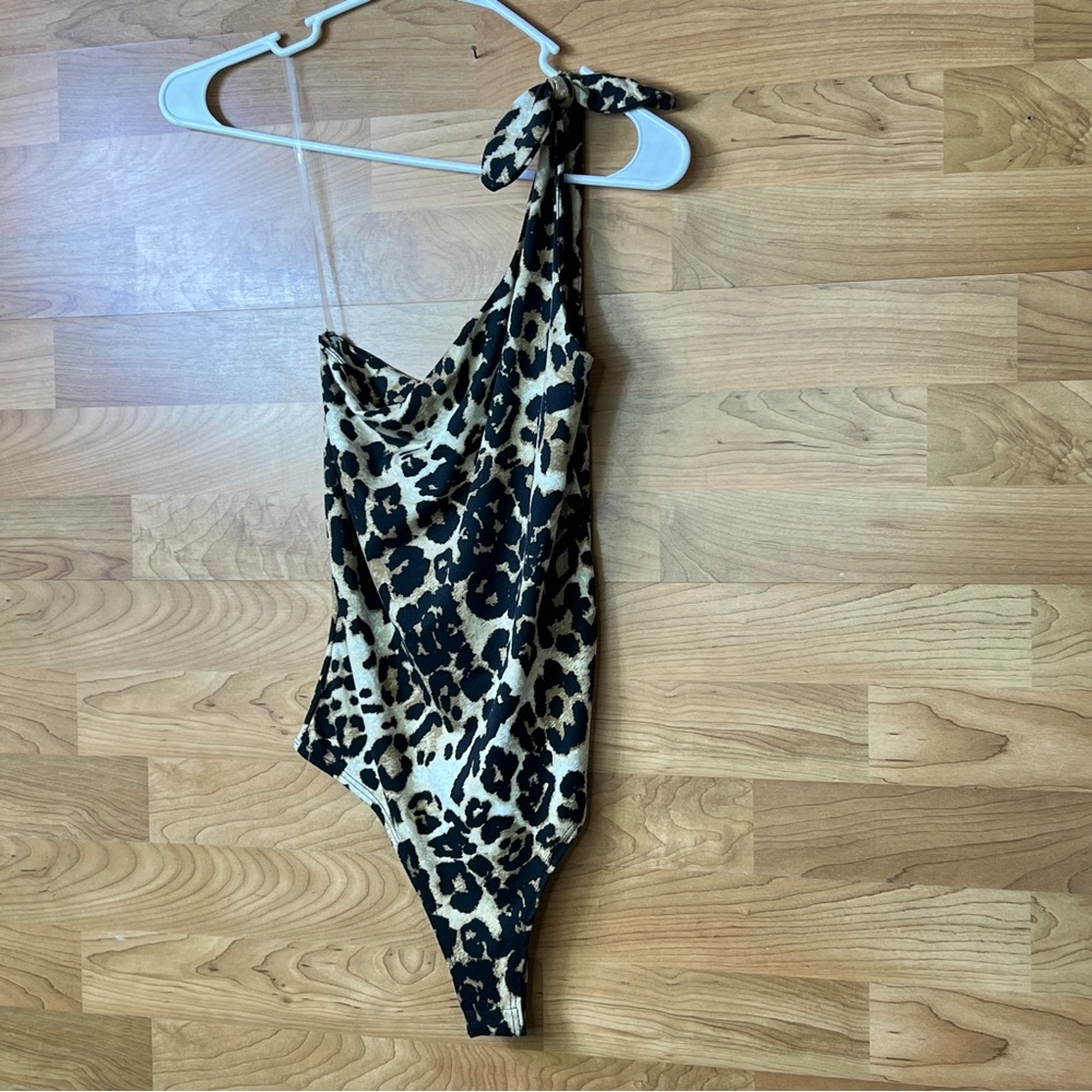 Gaze Small One Shoulder Cougar Leopard Leotard Onesie Bathing Suit Snap Crotch